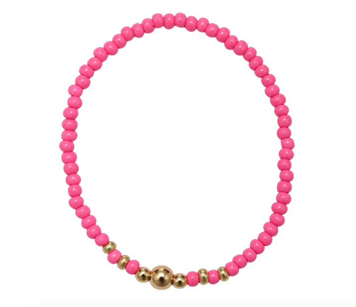 Kids Seed Beaded Bracelet with Gold Beads