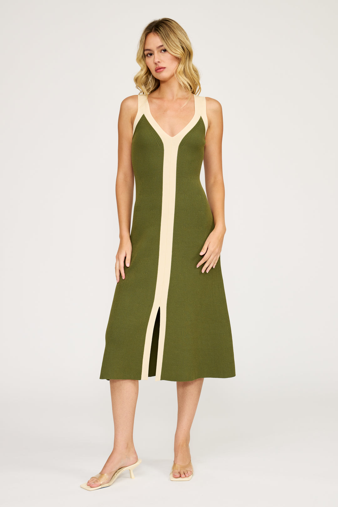 olive green and cream dress Olive & Cream Print Dress The Green Hanger
