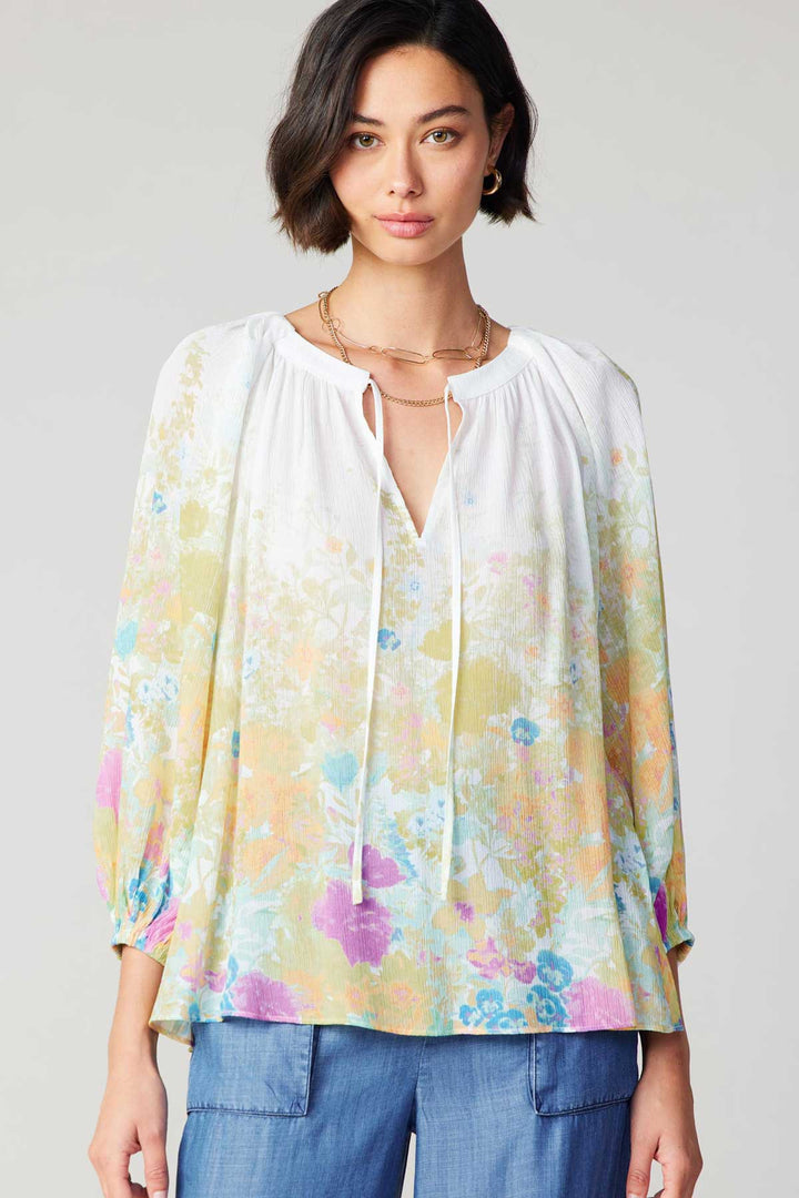 Abstract Floral Print Blouse