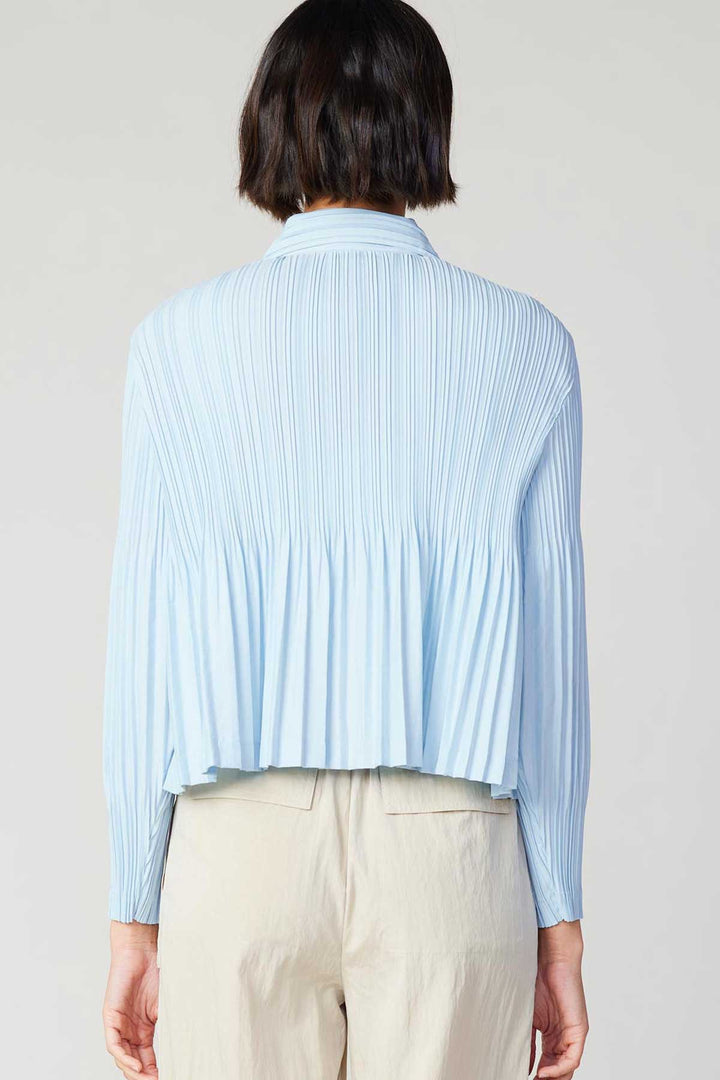 All-Over Pleated Button-Down Crop Jacket