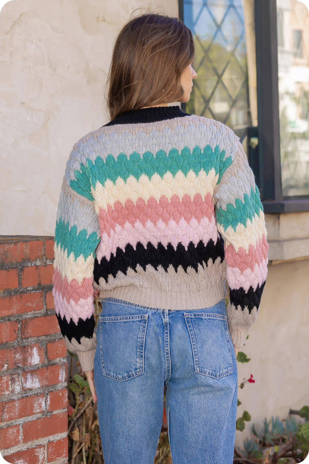 Honeycomb Textured Color Block Sweater