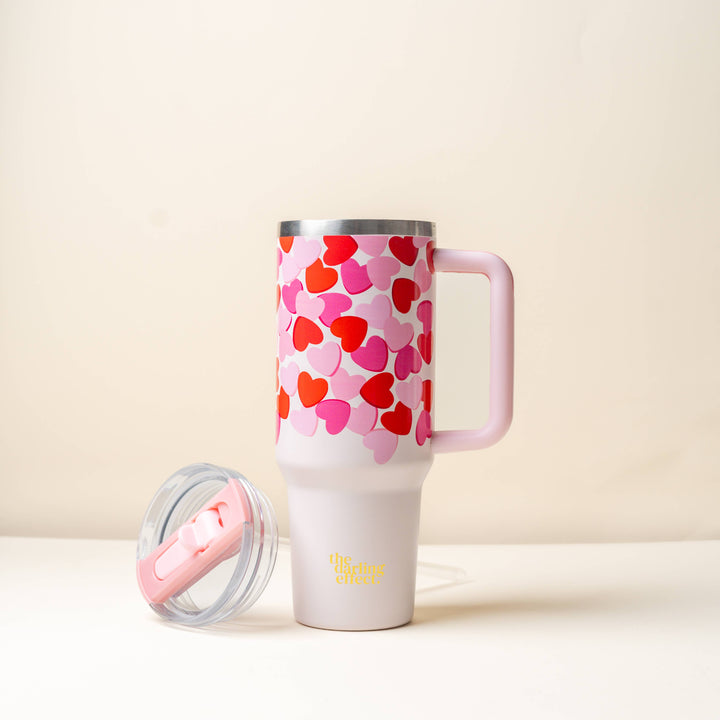 40 oz Lifestyle Flip Straw Tumbler-Blushing Hearts