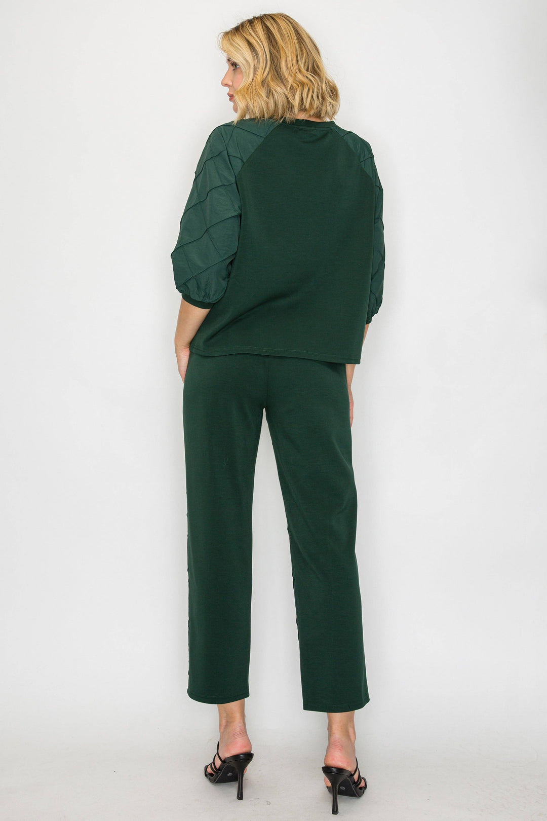 Jamila Stetch Knit Pointe with Textured Woven Pants