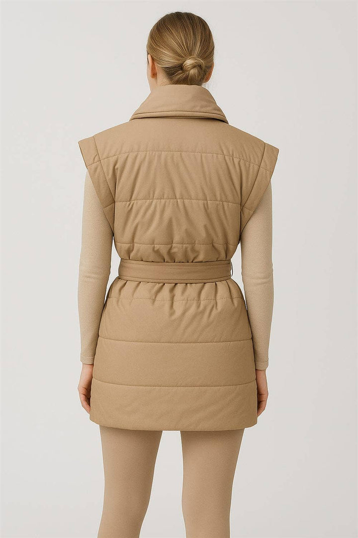 Padded Wrap Vest With Shawl Collar