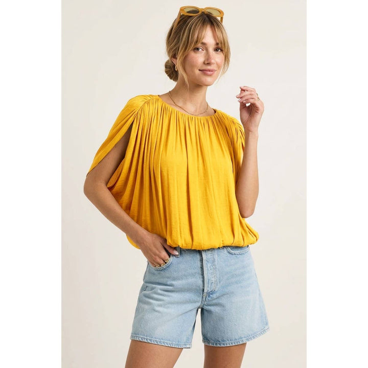 Grecian Drape Bubble Blouse