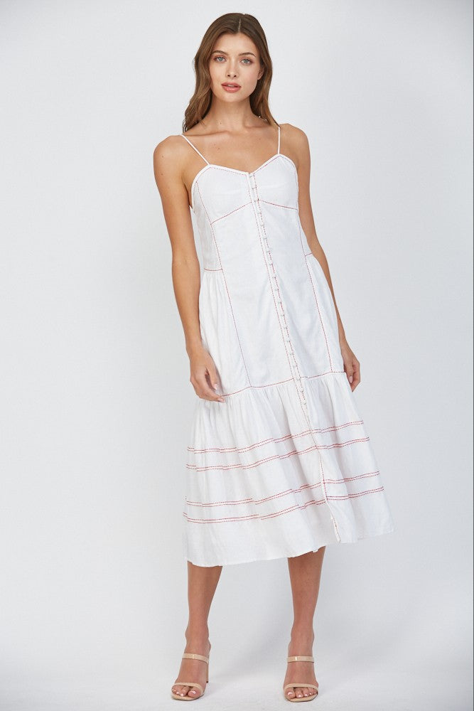 Contrast Linen Blend Dress