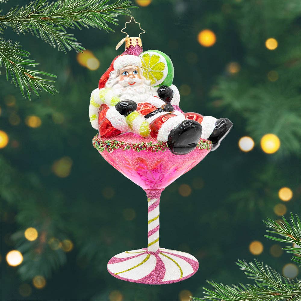 Holiday Glass Ornament – Santa's Christmas Cosmo