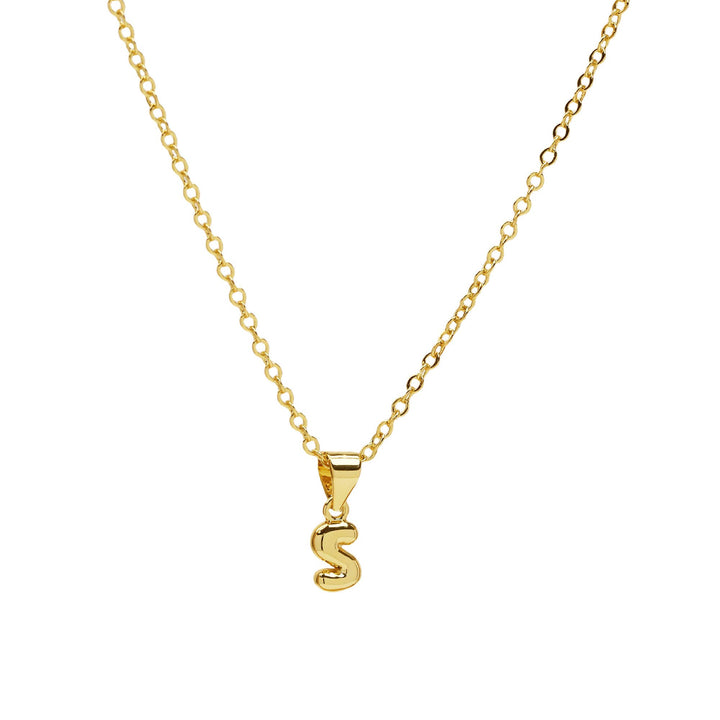 Initial Mini Balloon Bubble 18K Gold Necklace