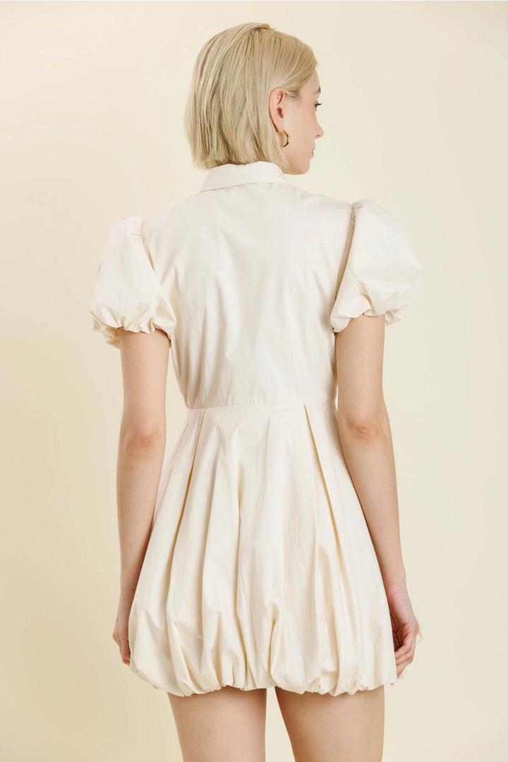 BUBBLE HEM MINI SHIRT DRESS