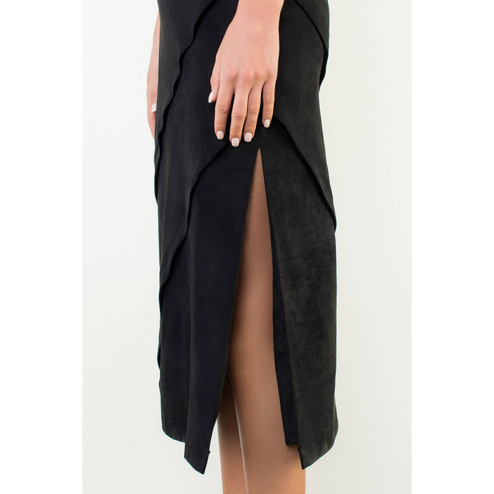 Suede Wrap Detail Midi Skirt