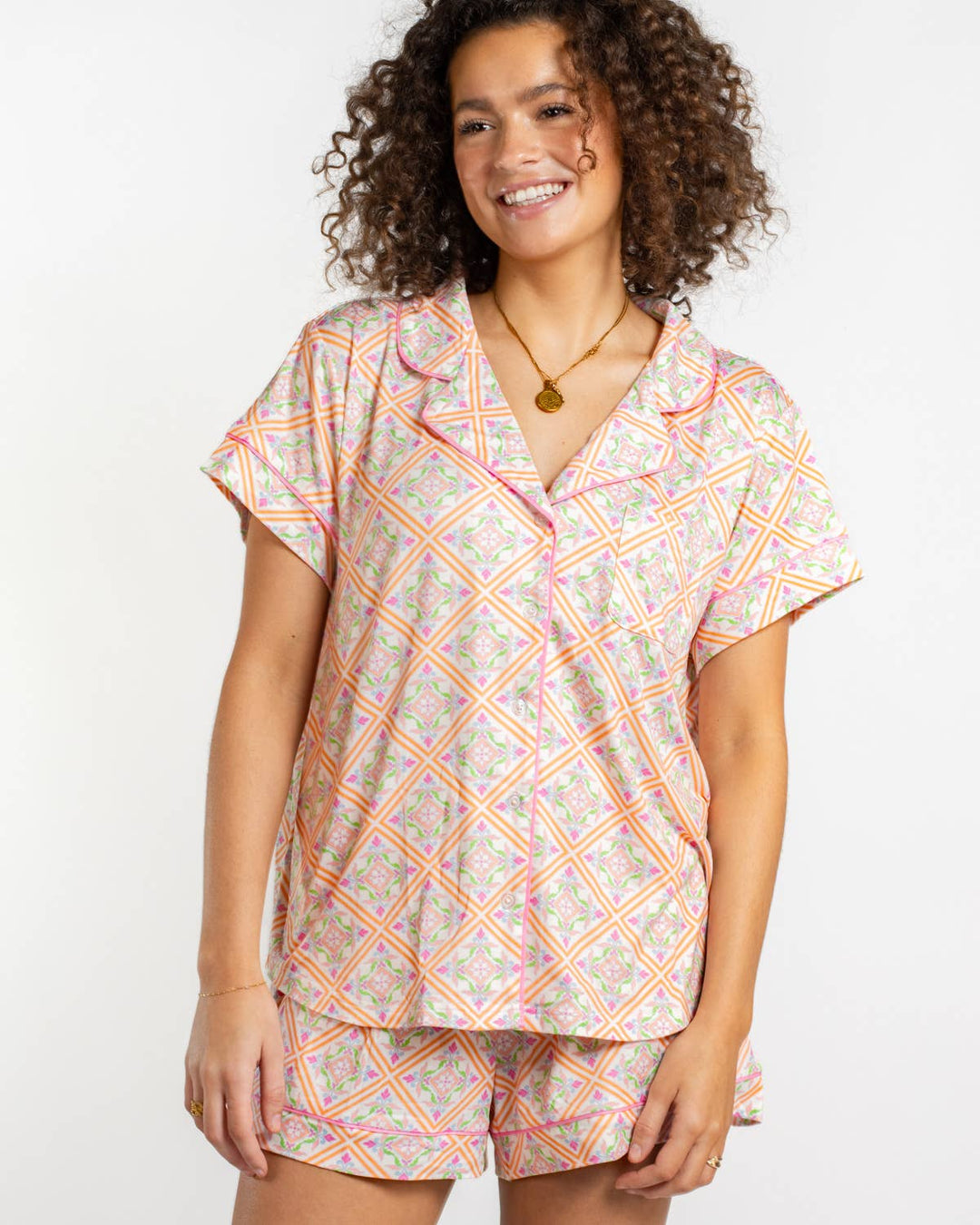 Verona Short Sleeve Button Up Sleep Shirt