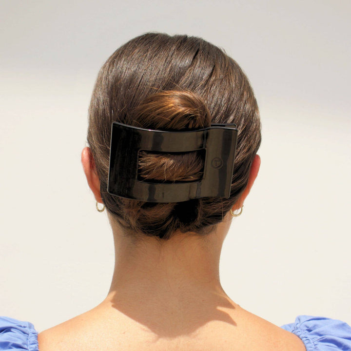 TELETIES - Flat Rectangle Hair Clip | Large | Jet Black