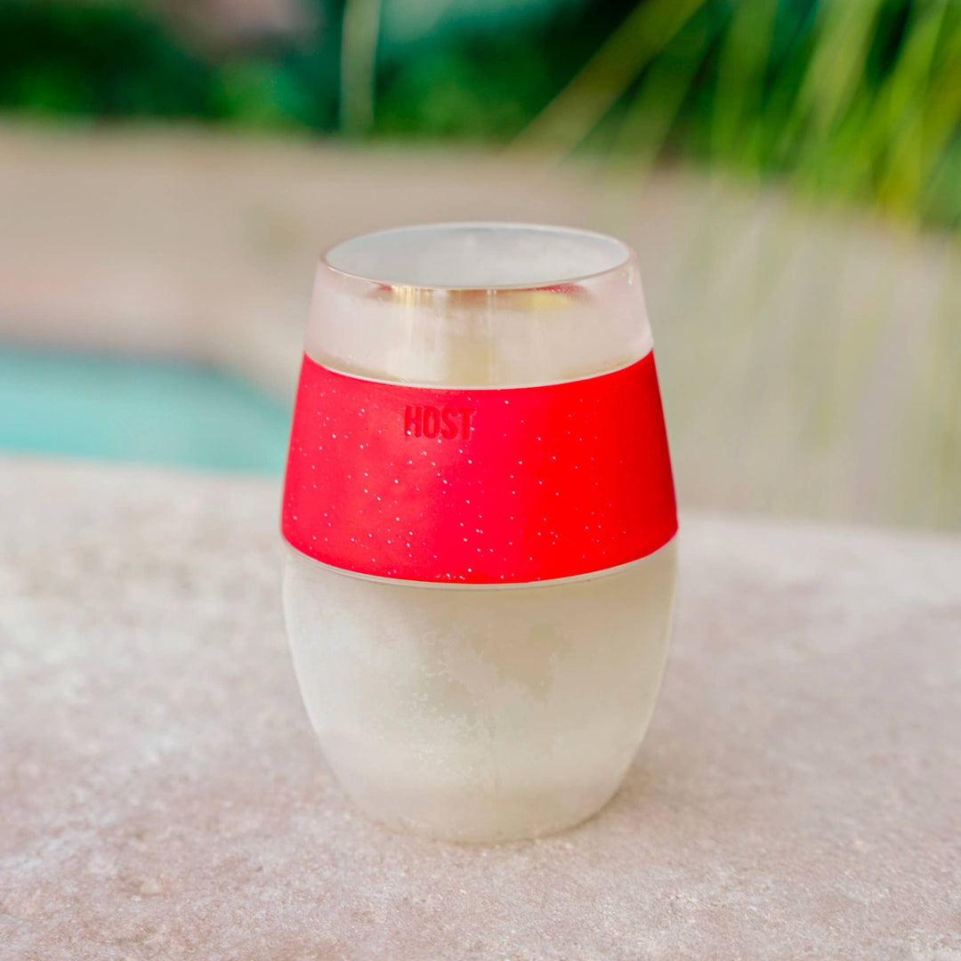 Wine FREEZE™ Cooling Cup with Cooling Gel in Red Glitter