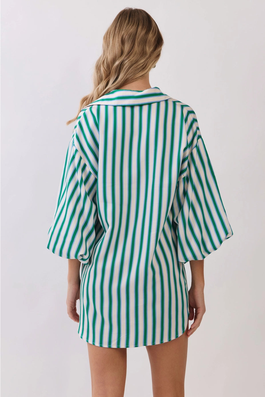 Balloon Sleeve Stripe Oversized Mini Dress