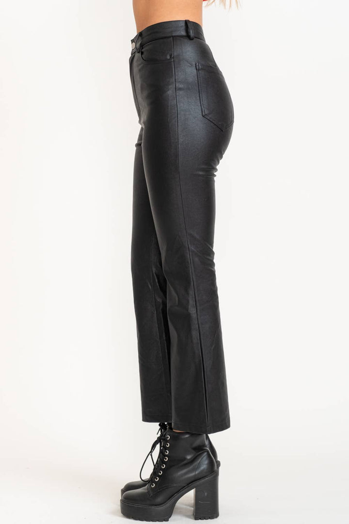 Leather Flare Leg Pants