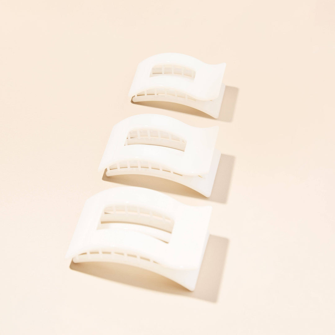 TELETIES - Flat Rectangle Hair Clip | Medium | Coconut White