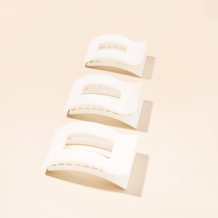TELETIES - Flat Rectangle Hair Clip | Medium | Coconut White