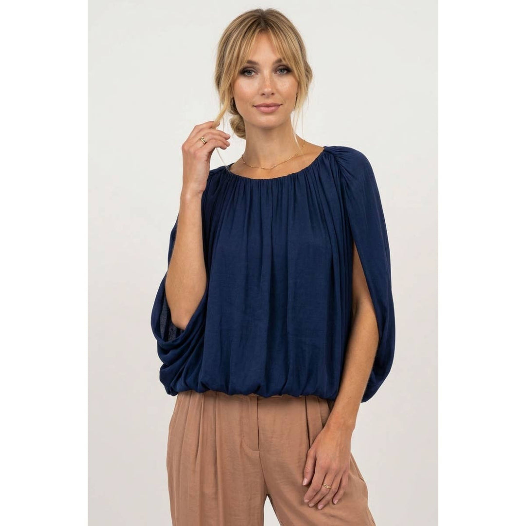 Grecian Drape Bubble Blouse