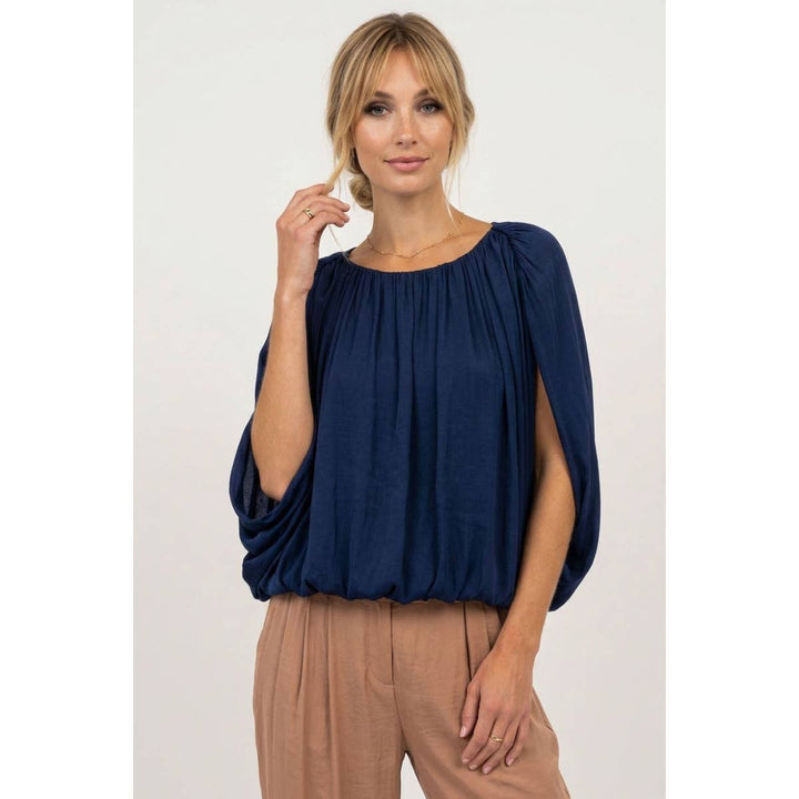 Grecian Drape Bubble Blouse