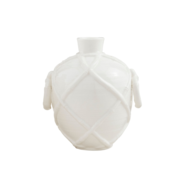 Mud Pie White Bamboo Vases