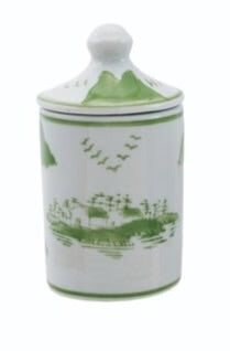 Hazel Mazel Green Hand-Stamped Stoneware Spice Jar