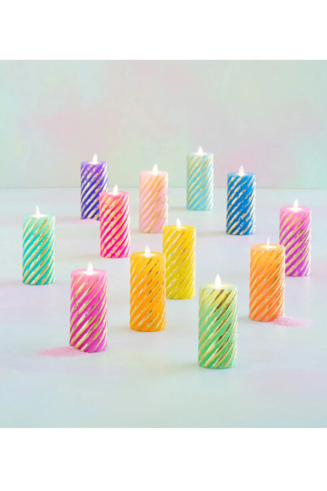 Glitterville Rainbow Pillar Flameless Candle