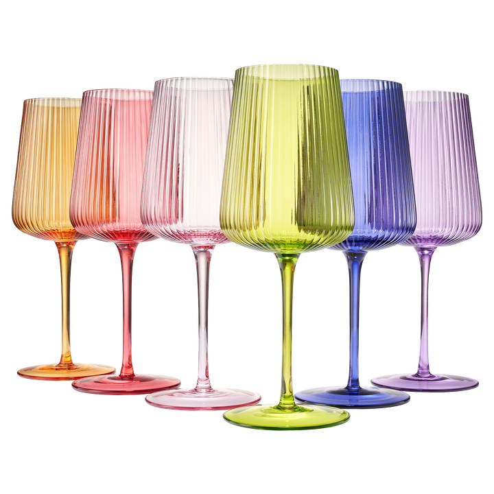 Ribbed Bright Colored Wine Glass