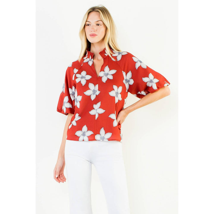 Flower Puff Sleeve Top