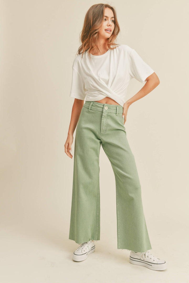 Straight Wide Leg Denim Pants