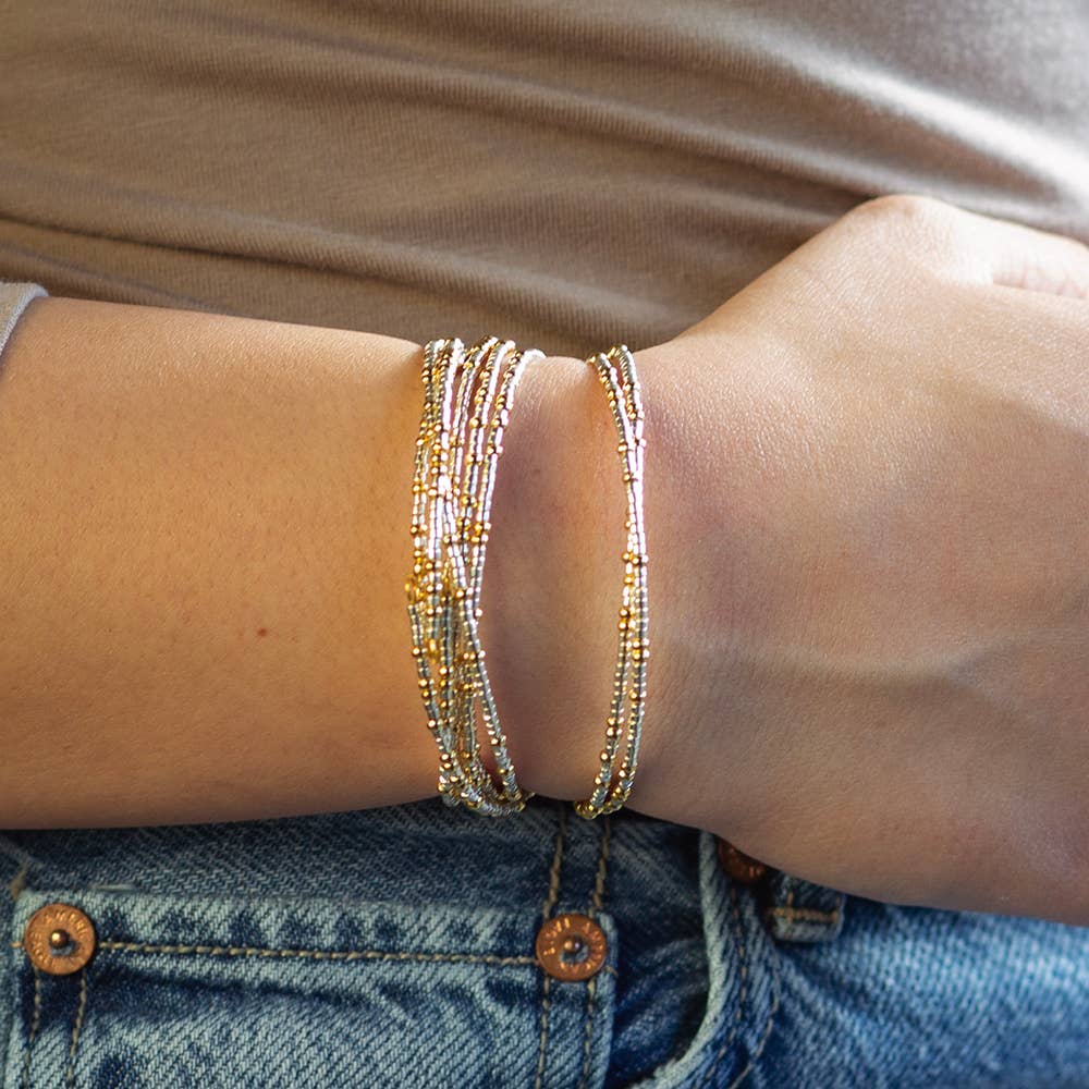 Lenny & Eva - Confetti Beaded Bangle-Silver