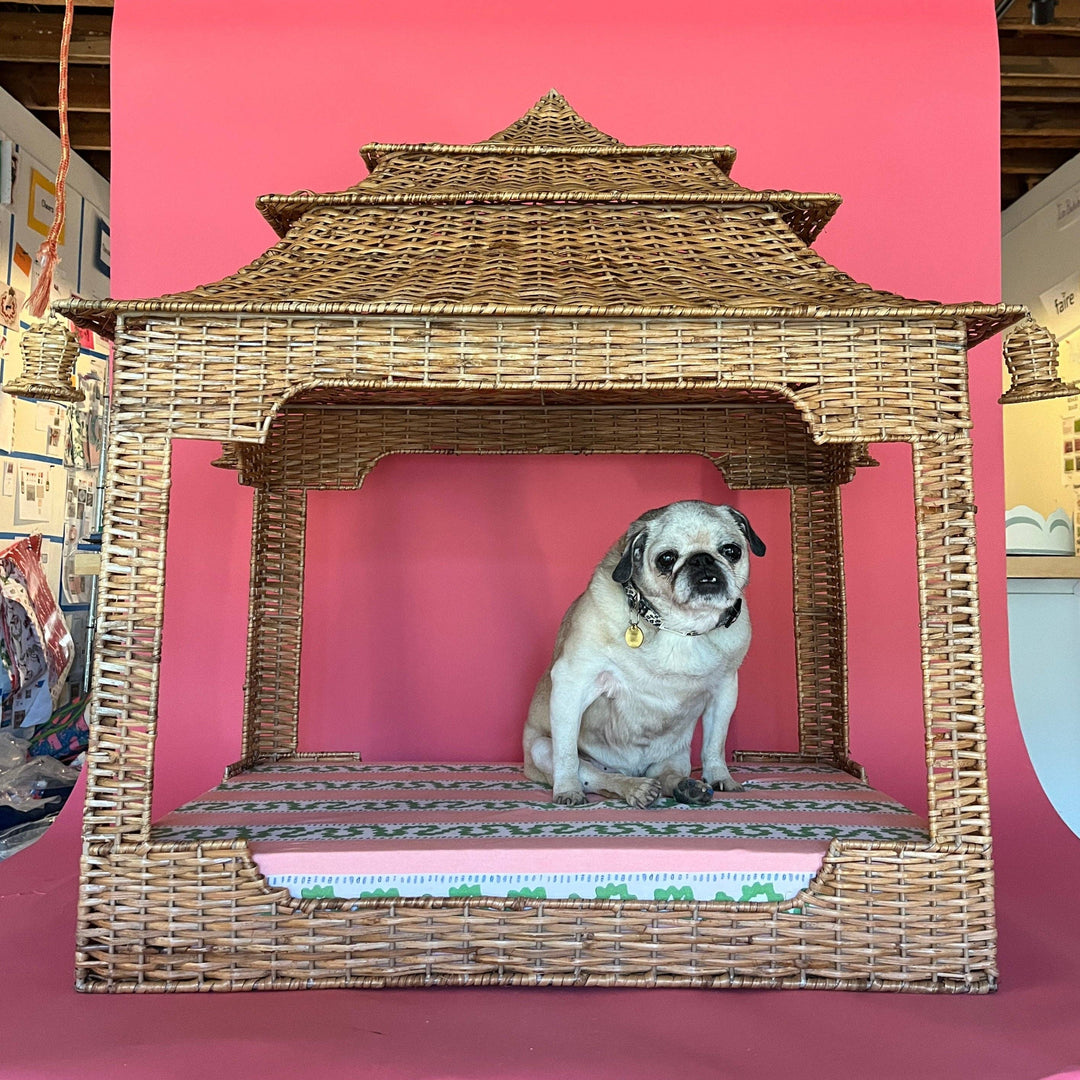 Rattan Pagoda Dog Bed Chinoiserie