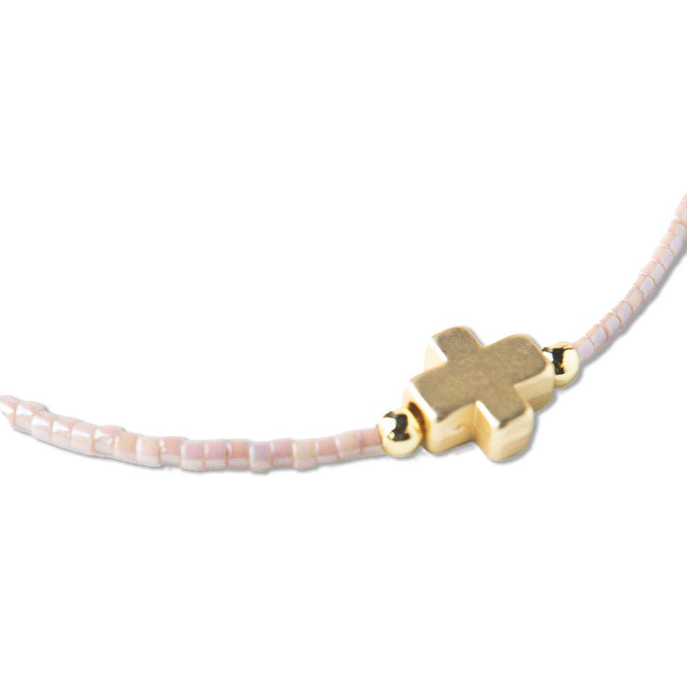 Lenny & Eva - Faithful Cross Bangle-Champagne