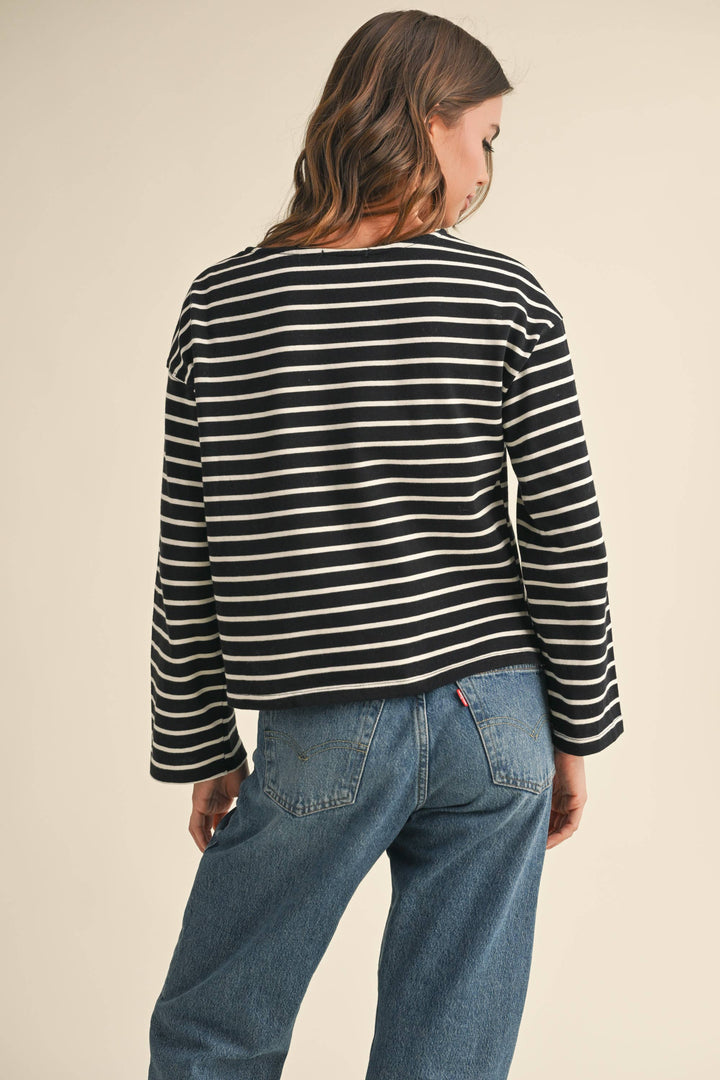 Striped Pattern Long Sleeve Top