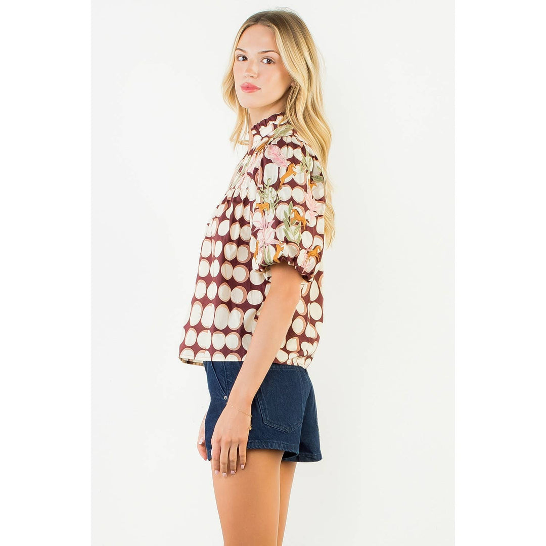 Puff Sleeve Embroidery Top