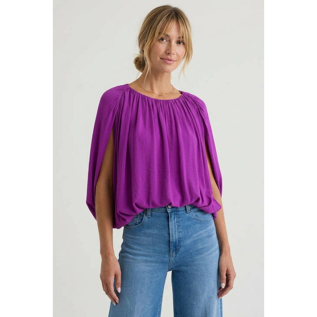 Grecian Drape Bubble Blouse