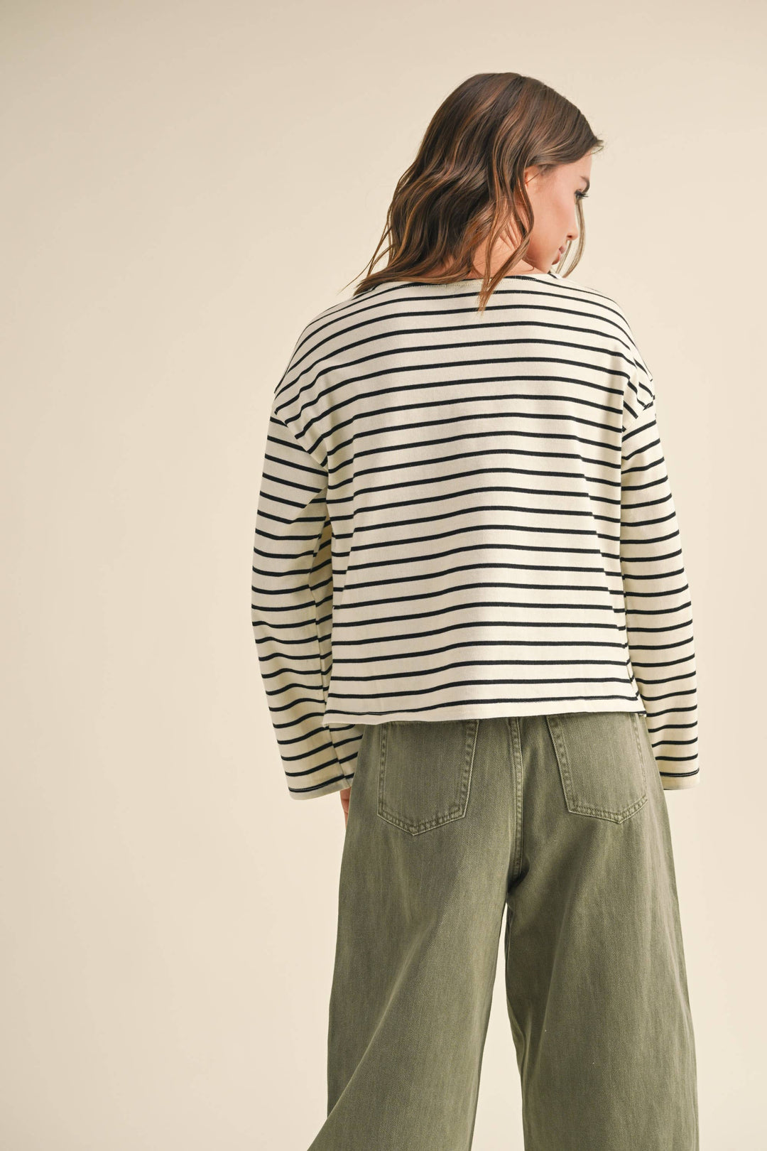 Striped Pattern Long Sleeve Top