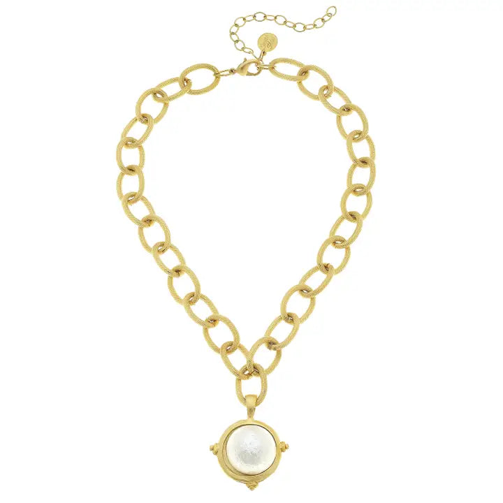 Susan Shaw Cotton Pearl On Handcast Gold Chain Necklace