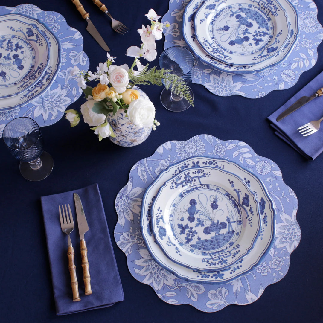 VIDA Faenza 9" Salad Plate Set of 4 (White and Blu