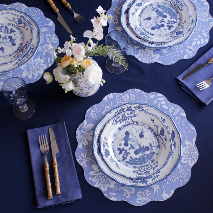VIDA Faenza 9" Salad Plate Set of 4 (White and Blu
