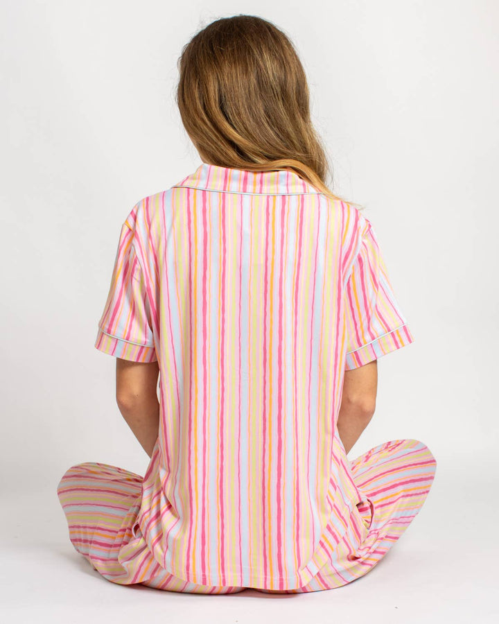Addie Stripe Short Sleeve Button Up Sleep Shirt