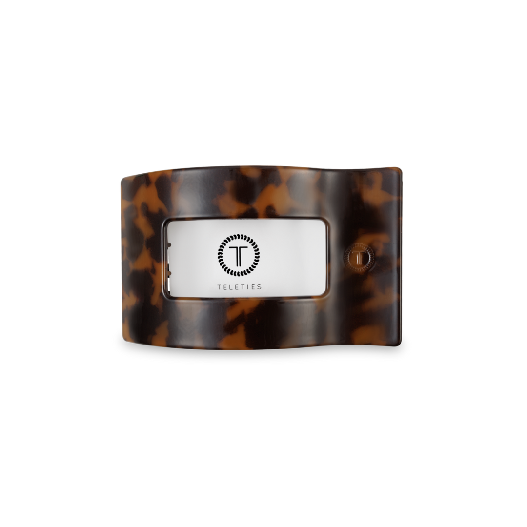 TELETIES - Flat Rectangle Hair Clip | Small | Tortoise