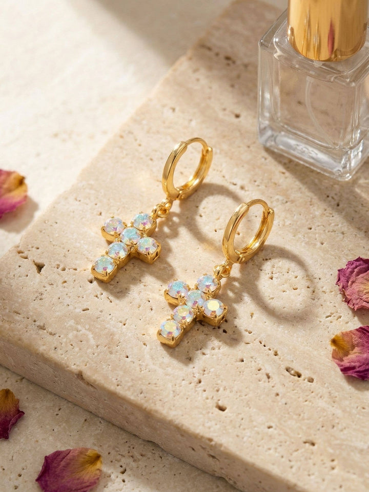 Sorrelli Carly Cross Huggie Hoop Earrings