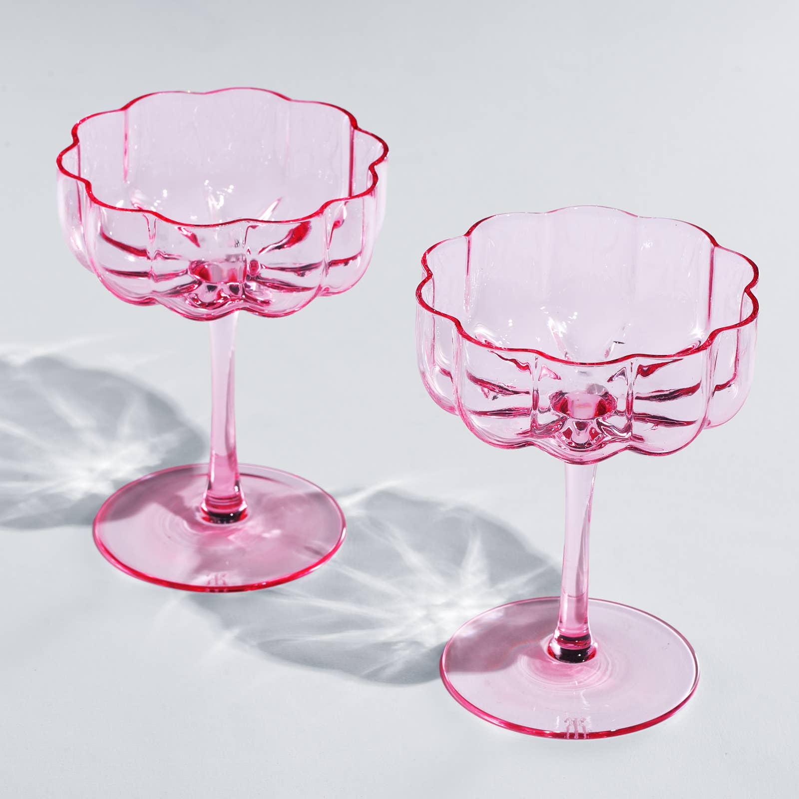 The Wine Savant Flower Vintage Wavy Petals Wave Glass Coupes - Thumbnail 3