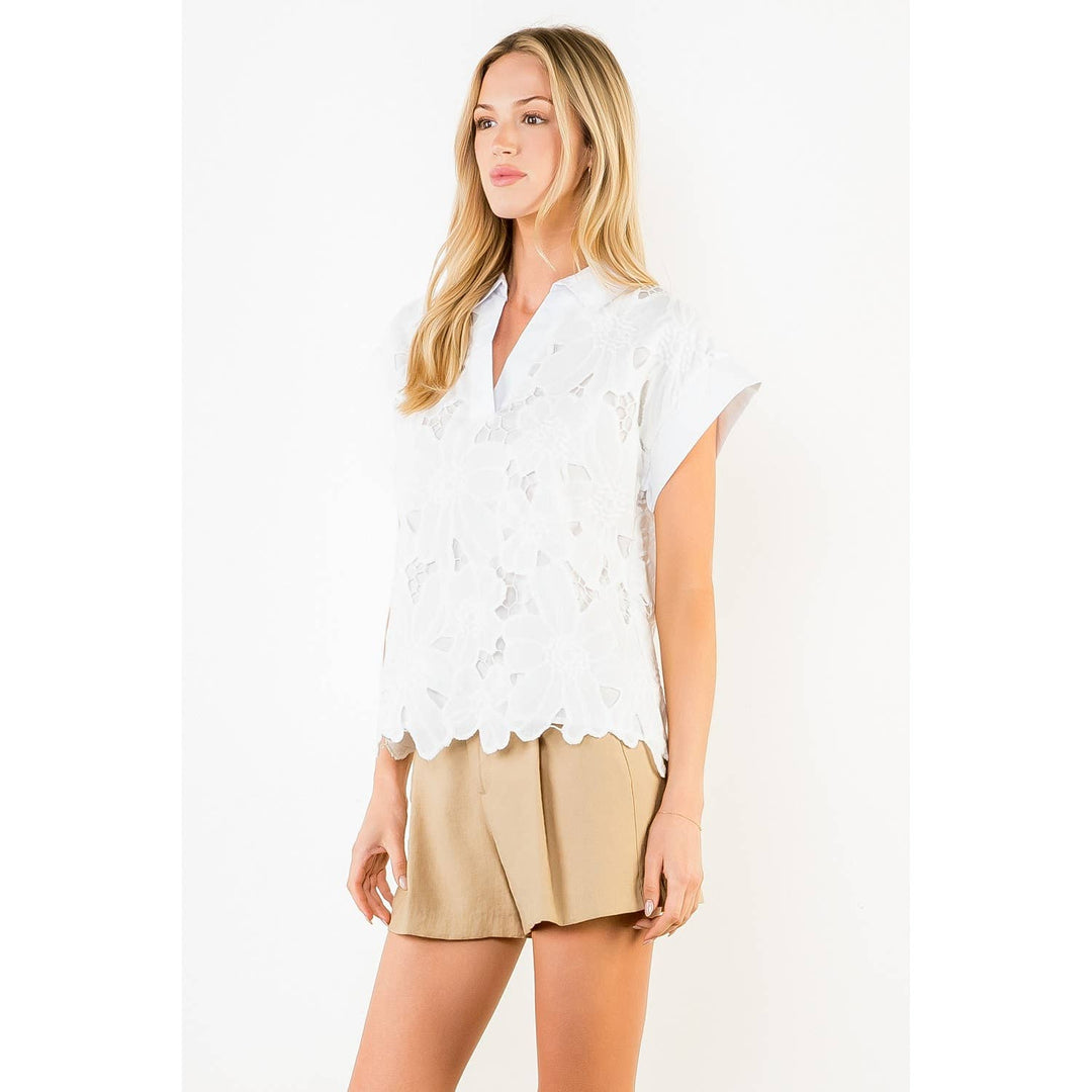 Eyelet Embroidered Top