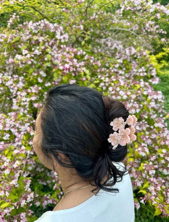 Hand-painted Cherry Blossom Flower Claw Hair Clip | Eco-Friendly