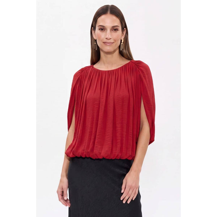 Grecian Drape Bubble Blouse