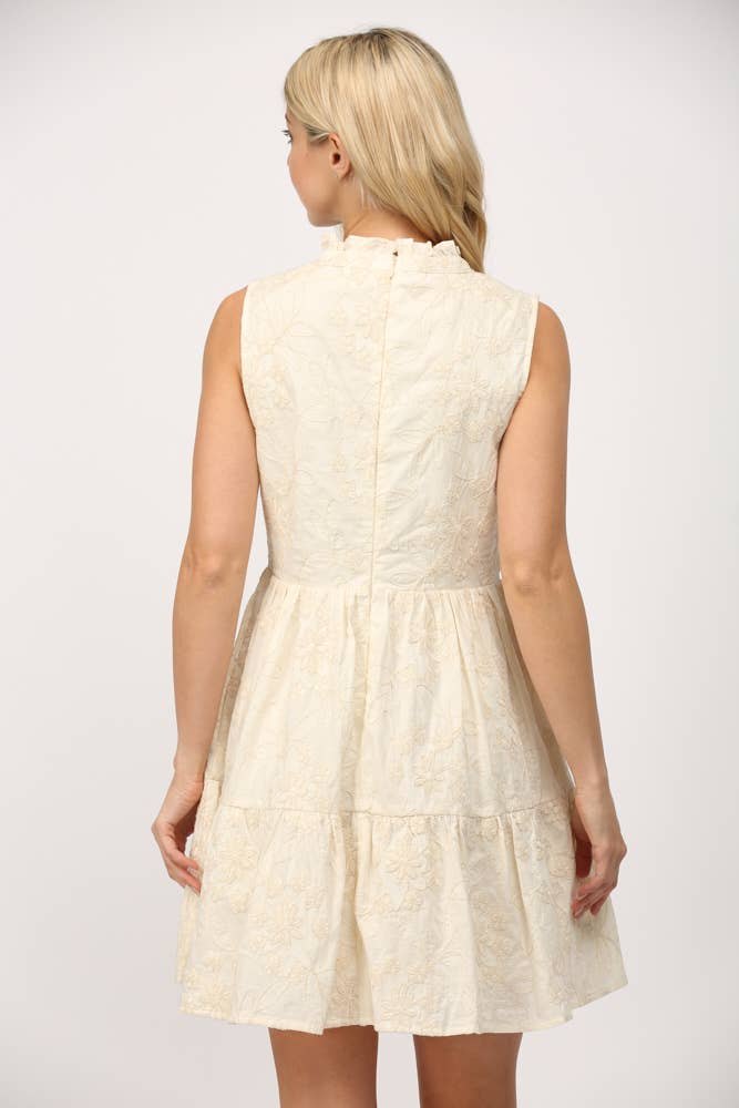 Ruffled Stand Collar Dress