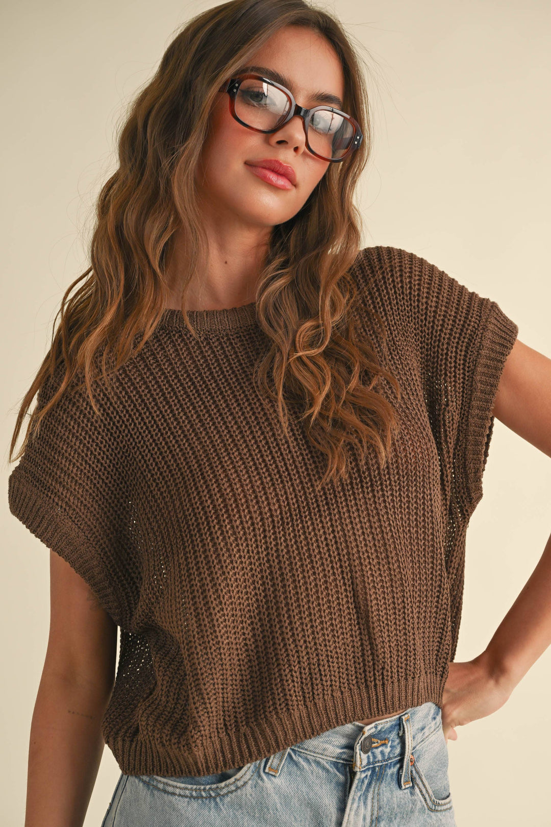 Dolman Sleeve Knitted Top