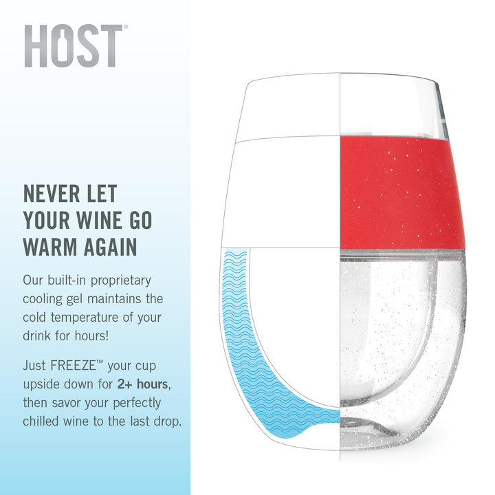 Wine FREEZE™ Cooling Cup with Cooling Gel in Red Glitter