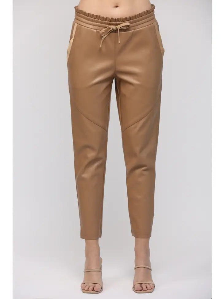 Faux Leather Drawstring Waist Pants